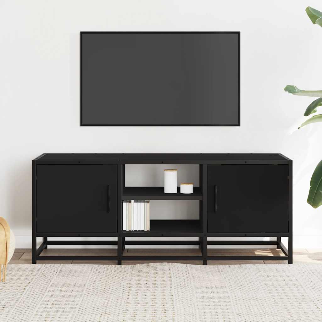 fekete szerelt fa és fém TV-szekrény 100x35x41 cm