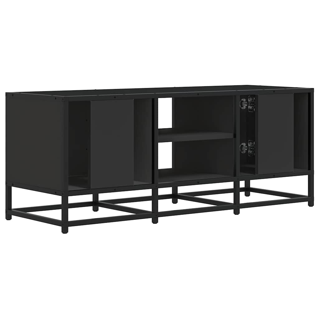 fekete szerelt fa és fém TV-szekrény 100x35x41 cm