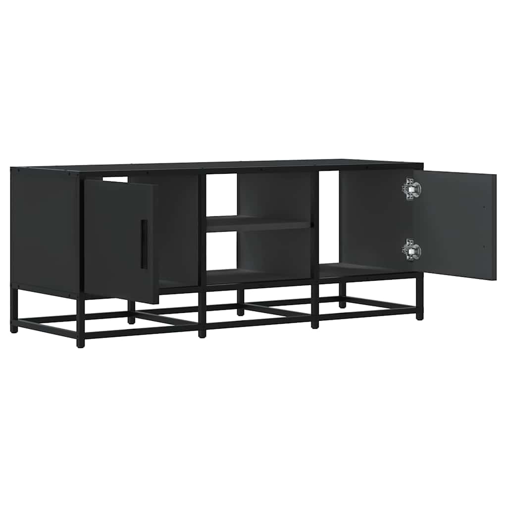 fekete szerelt fa és fém TV-szekrény 100x35x41 cm