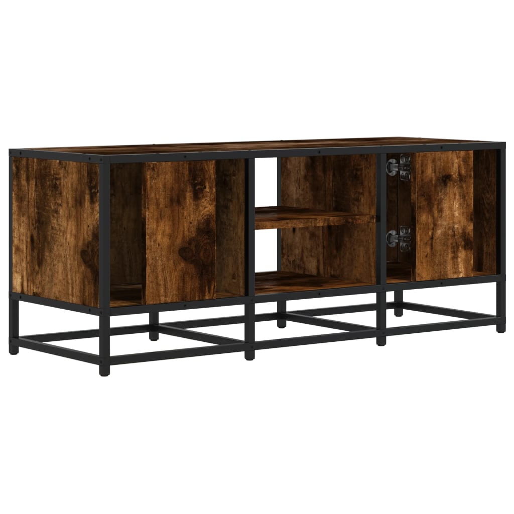 füstös tölgy színű szerelt fa és fém TV-szekrény 100x35x41 cm