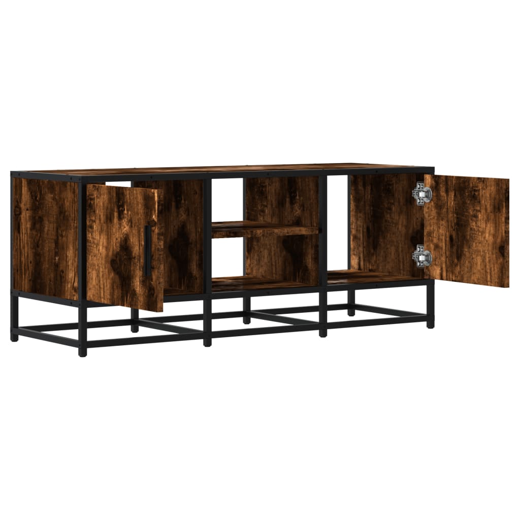 füstös tölgy színű szerelt fa és fém TV-szekrény 100x35x41 cm