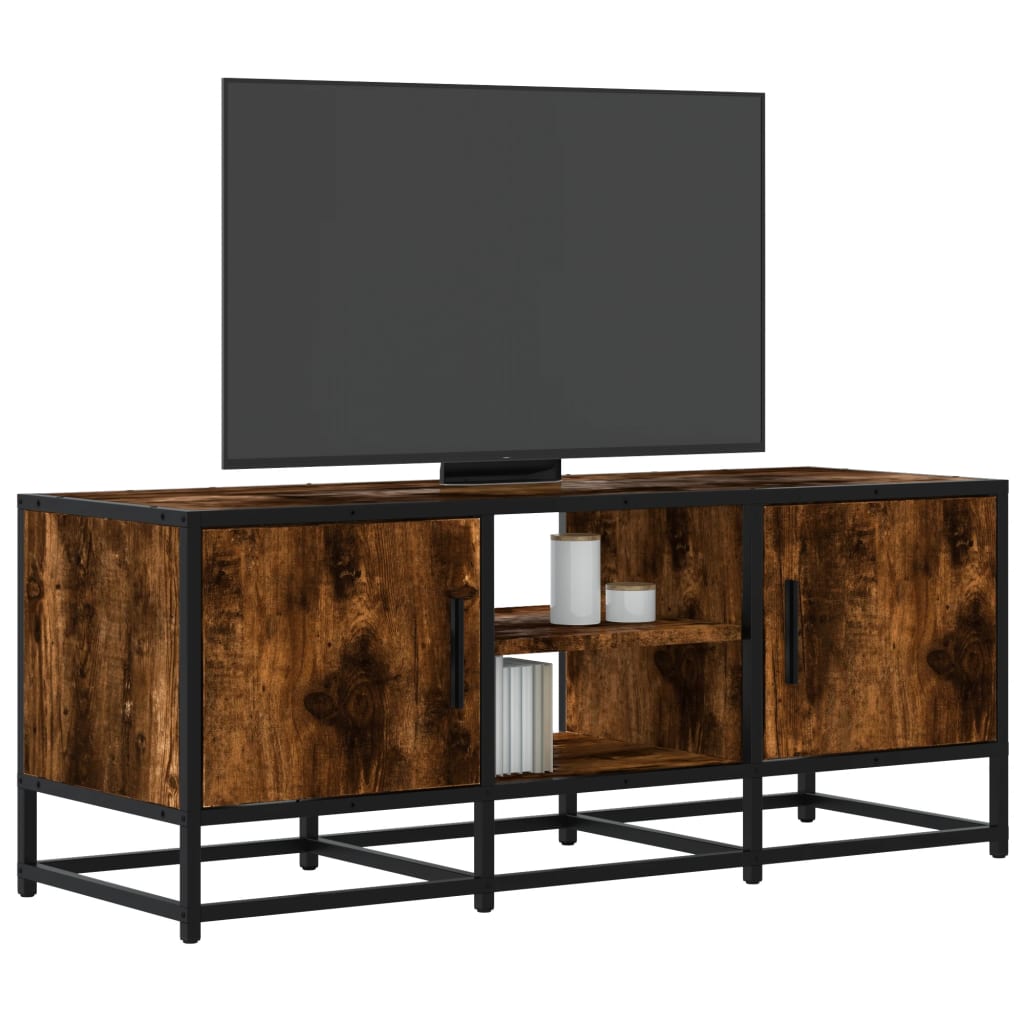 füstös tölgy színű szerelt fa és fém TV-szekrény 100x35x41 cm