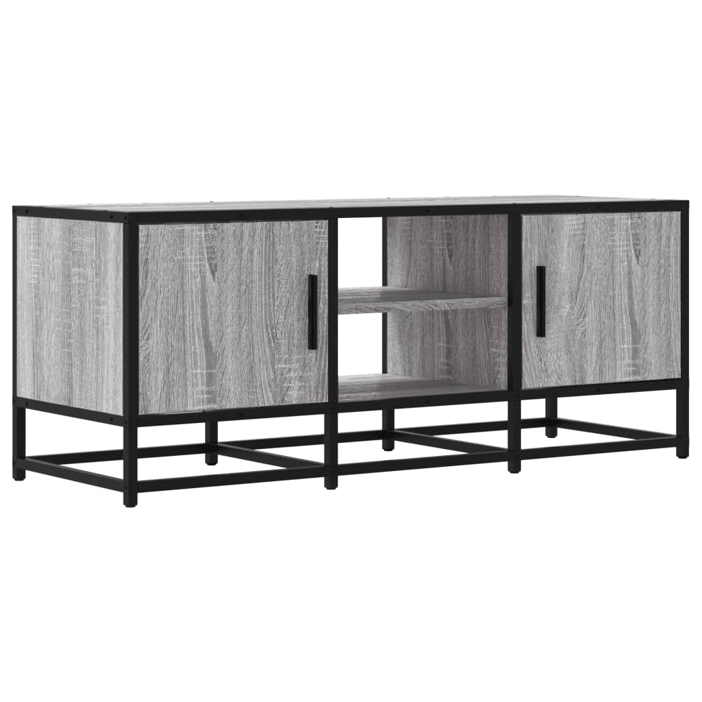 szürke sonoma színű szerelt fa és fém TV-szekrény 100x35x41 cm