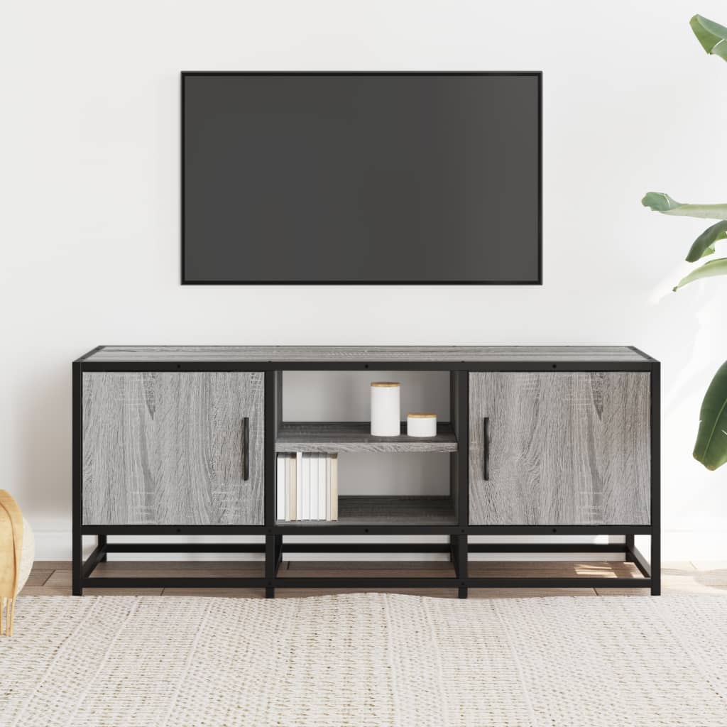 szürke sonoma színű szerelt fa és fém TV-szekrény 100x35x41 cm
