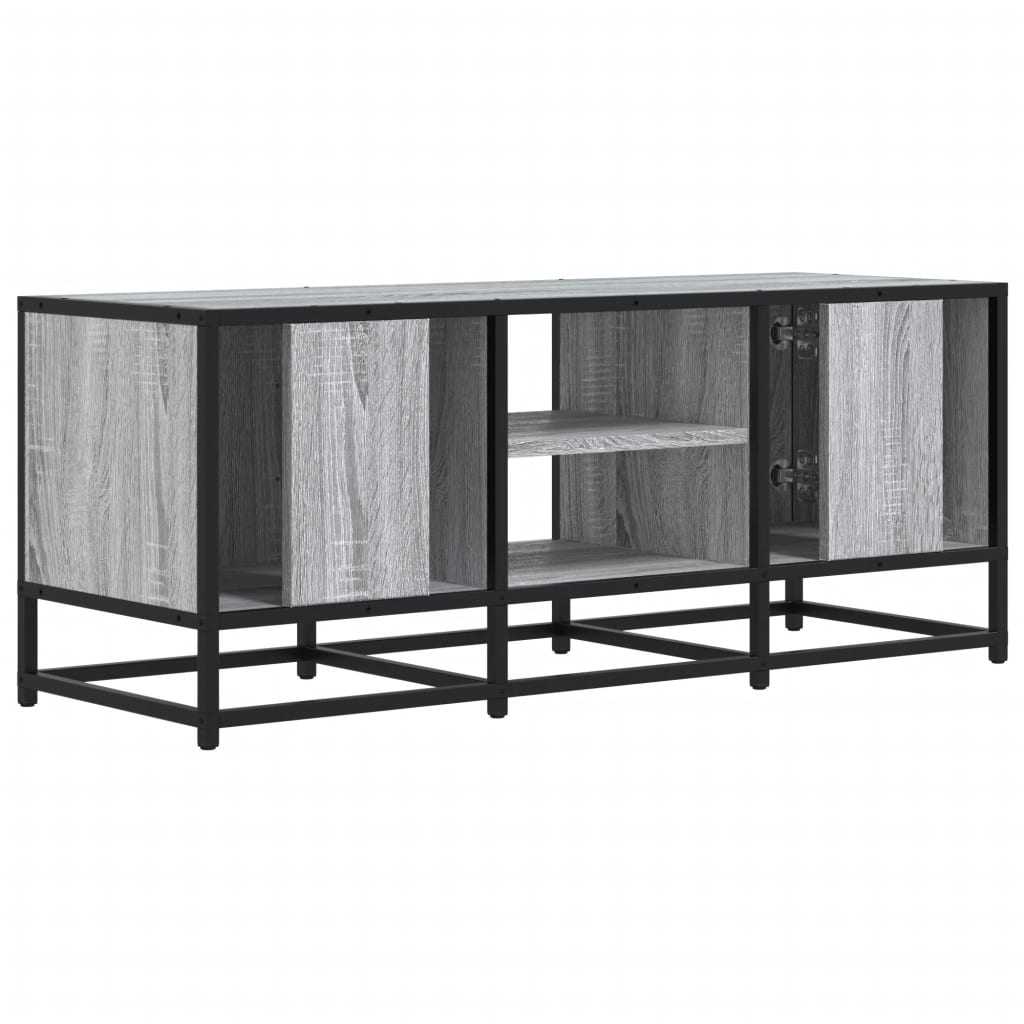 szürke sonoma színű szerelt fa és fém TV-szekrény 100x35x41 cm