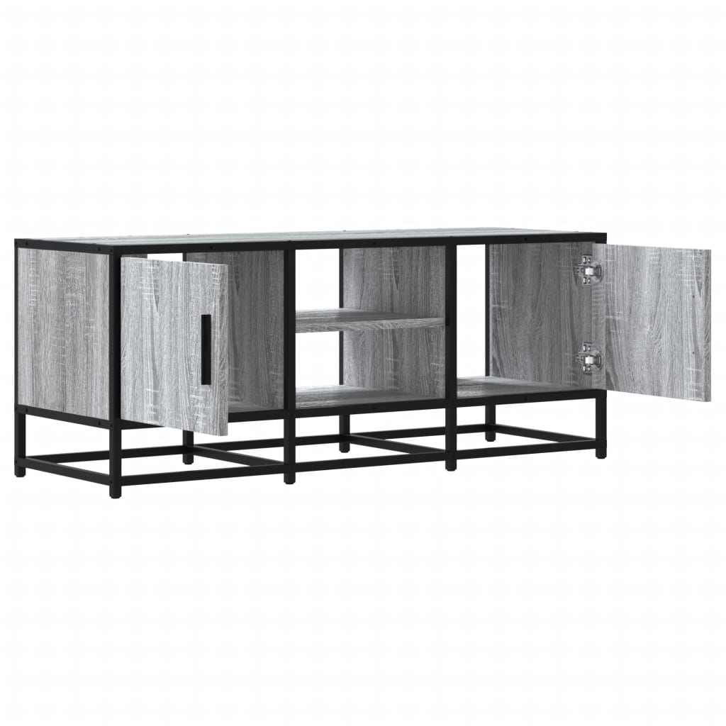 szürke sonoma színű szerelt fa és fém TV-szekrény 100x35x41 cm