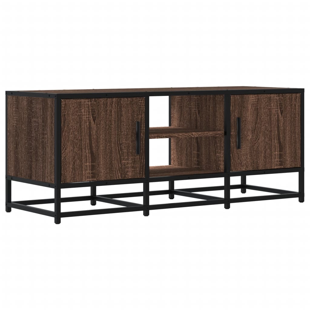 barna tölgy színű szerelt fa és fém TV-szekrény 100x35x41 cm