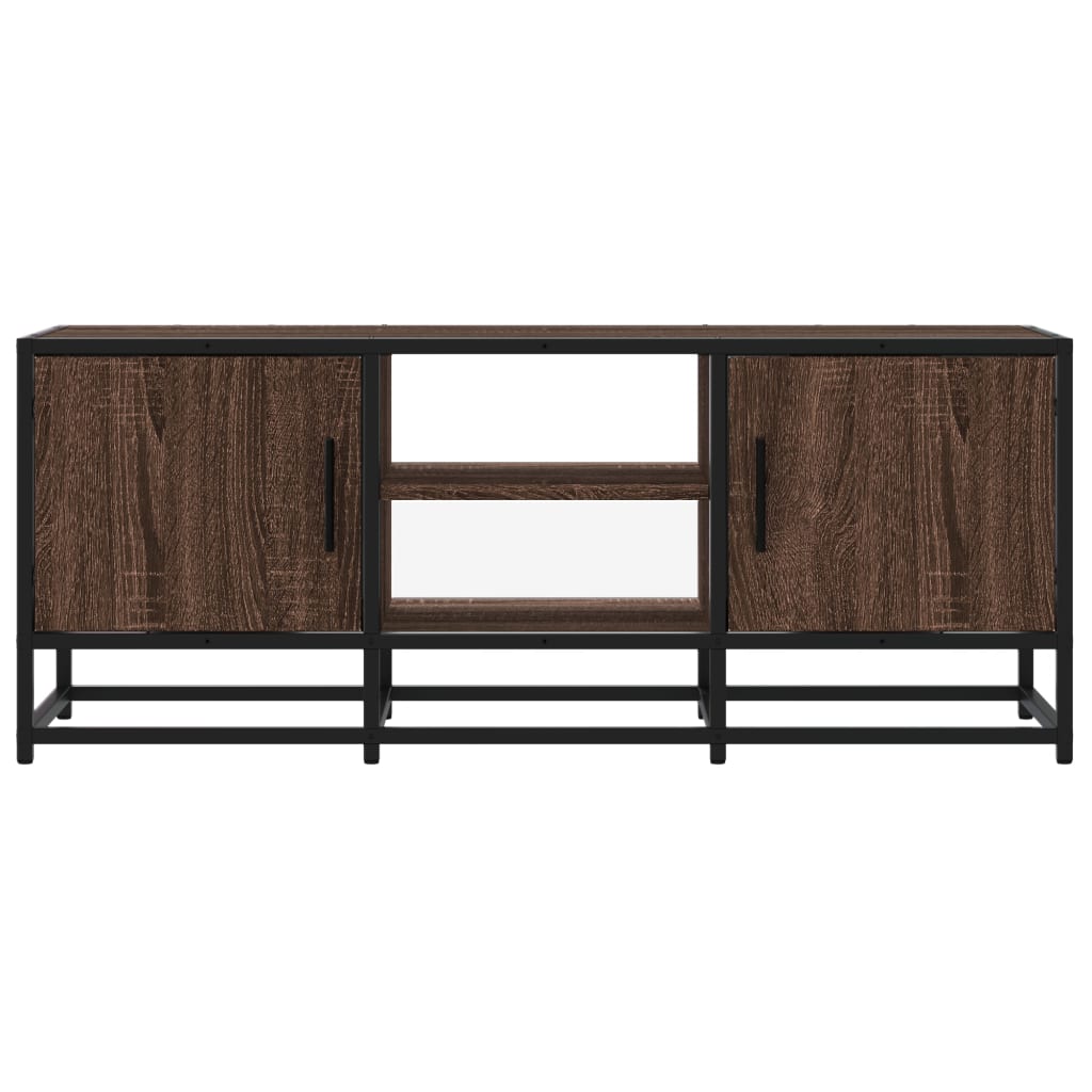 barna tölgy színű szerelt fa és fém TV-szekrény 100x35x41 cm