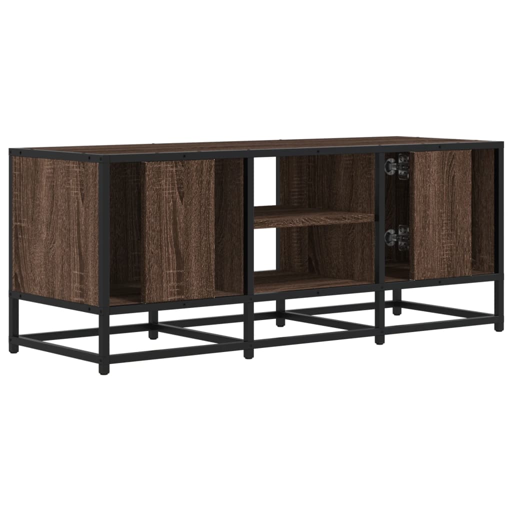 barna tölgy színű szerelt fa és fém TV-szekrény 100x35x41 cm