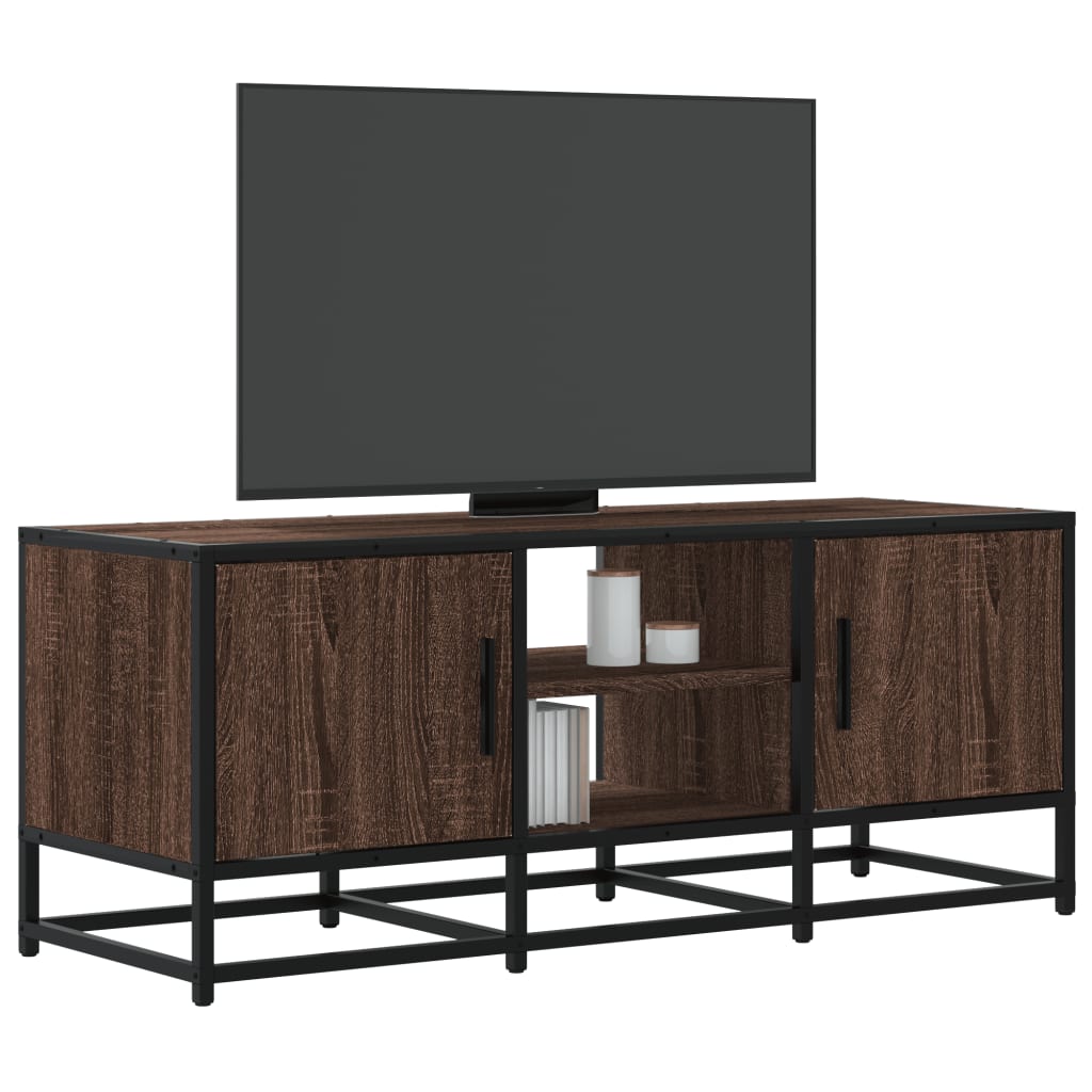 barna tölgy színű szerelt fa és fém TV-szekrény 100x35x41 cm