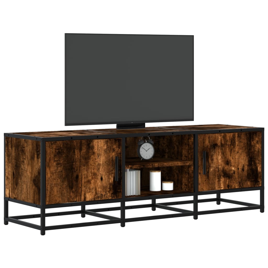 füstös tölgy színű szerelt fa és fém TV-szekrény 120x35x41 cm