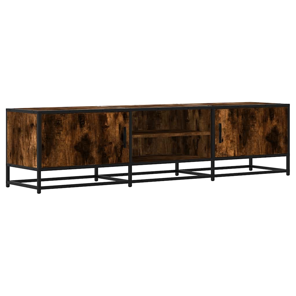 füstös tölgy színű szerelt fa és fém TV-szekrény 160x35x41 cm