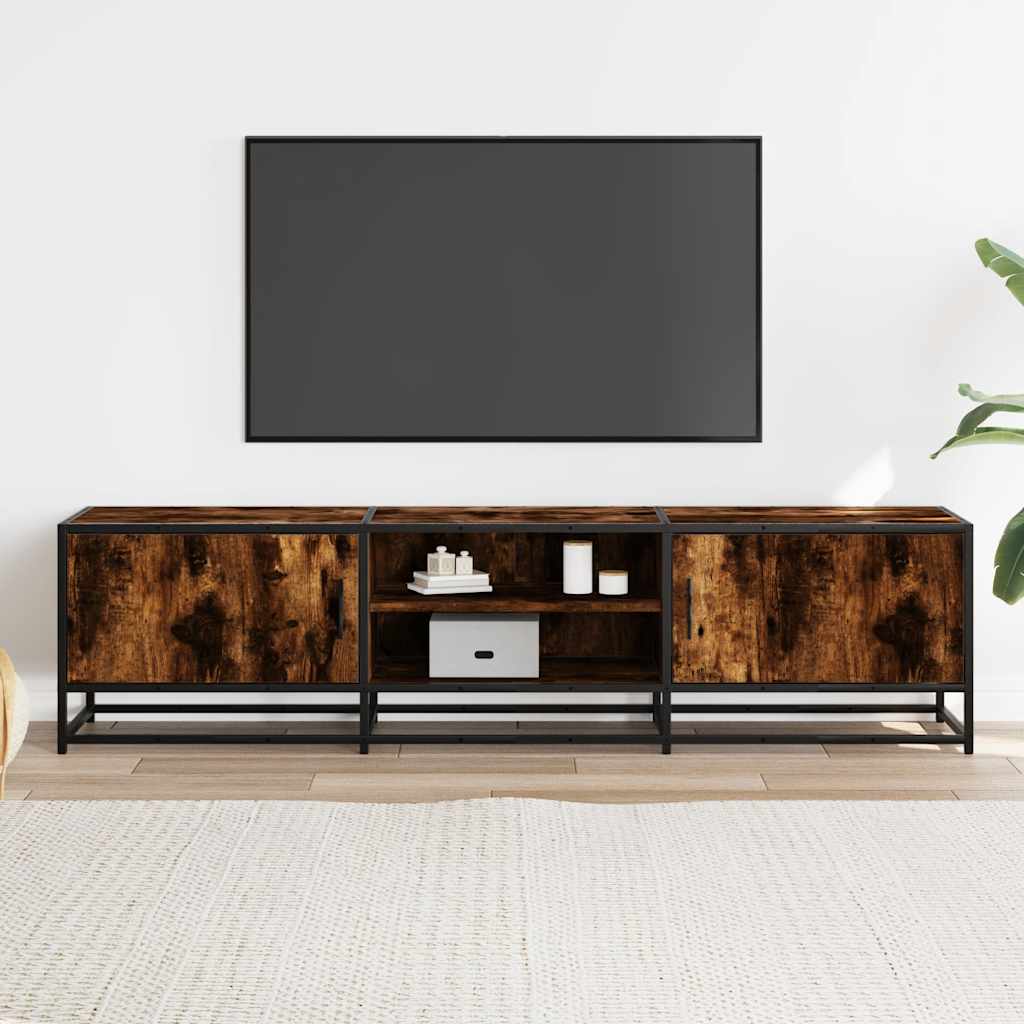 füstös tölgy színű szerelt fa és fém TV-szekrény 160x35x41 cm