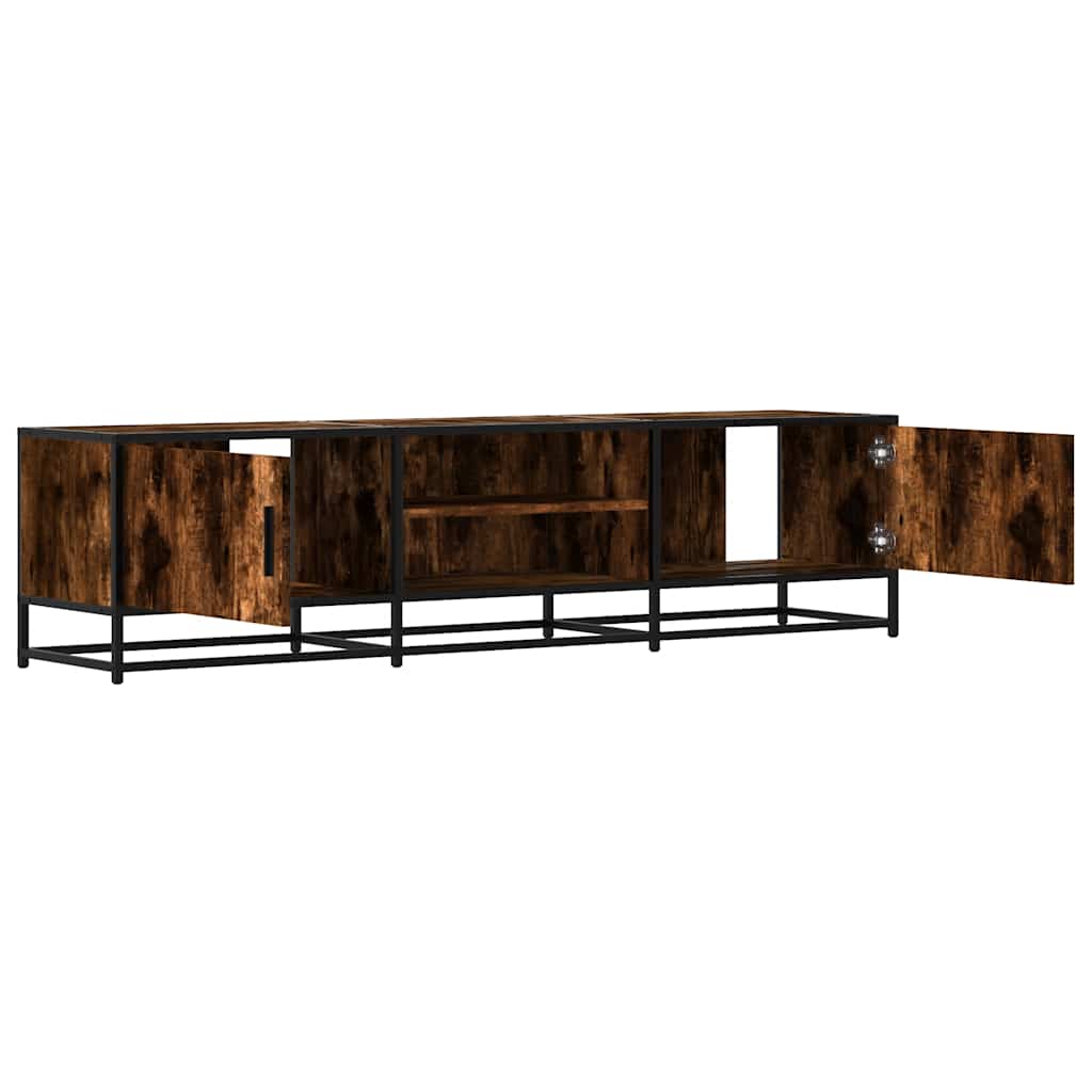 füstös tölgy színű szerelt fa és fém TV-szekrény 160x35x41 cm