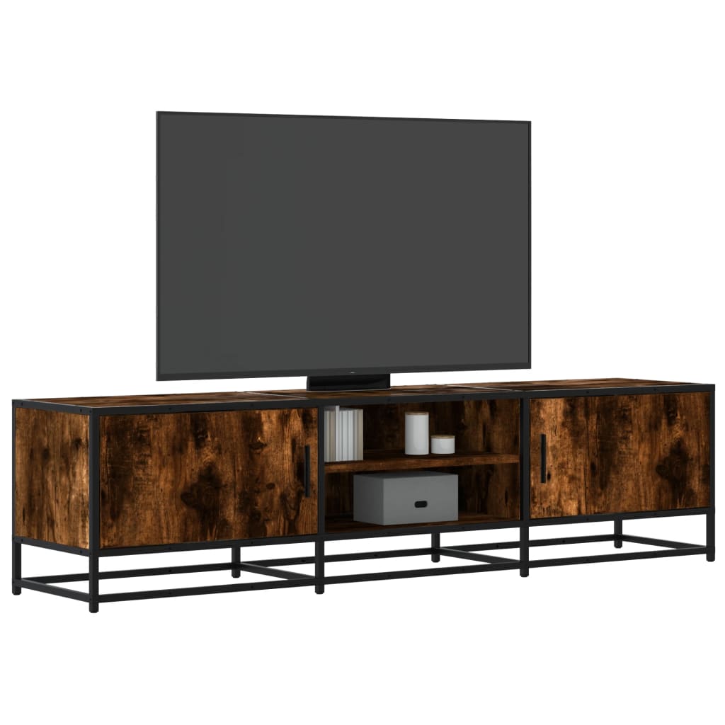 füstös tölgy színű szerelt fa és fém TV-szekrény 160x35x41 cm