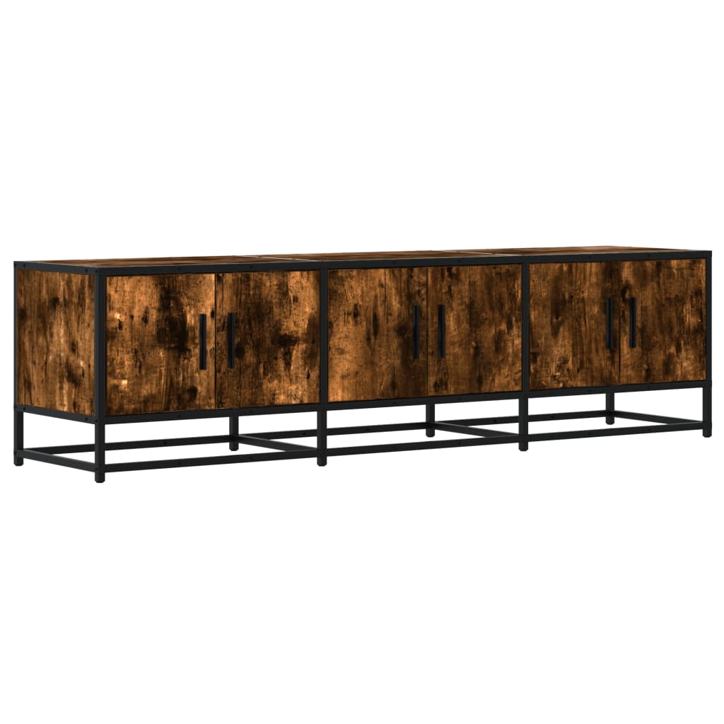 füstös tölgy színű szerelt fa és fém TV-szekrény 150x35x41 cm
