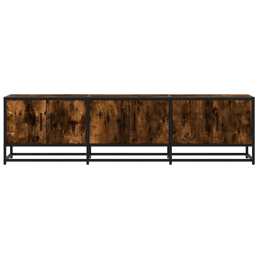 füstös tölgy színű szerelt fa és fém TV-szekrény 150x35x41 cm