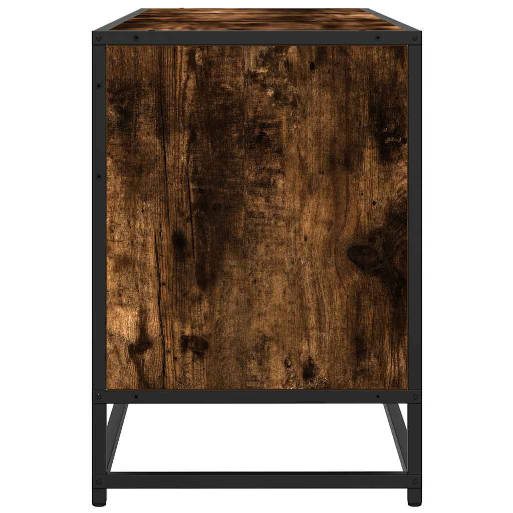 füstös tölgy színű szerelt fa és fém TV-szekrény 150x35x41 cm