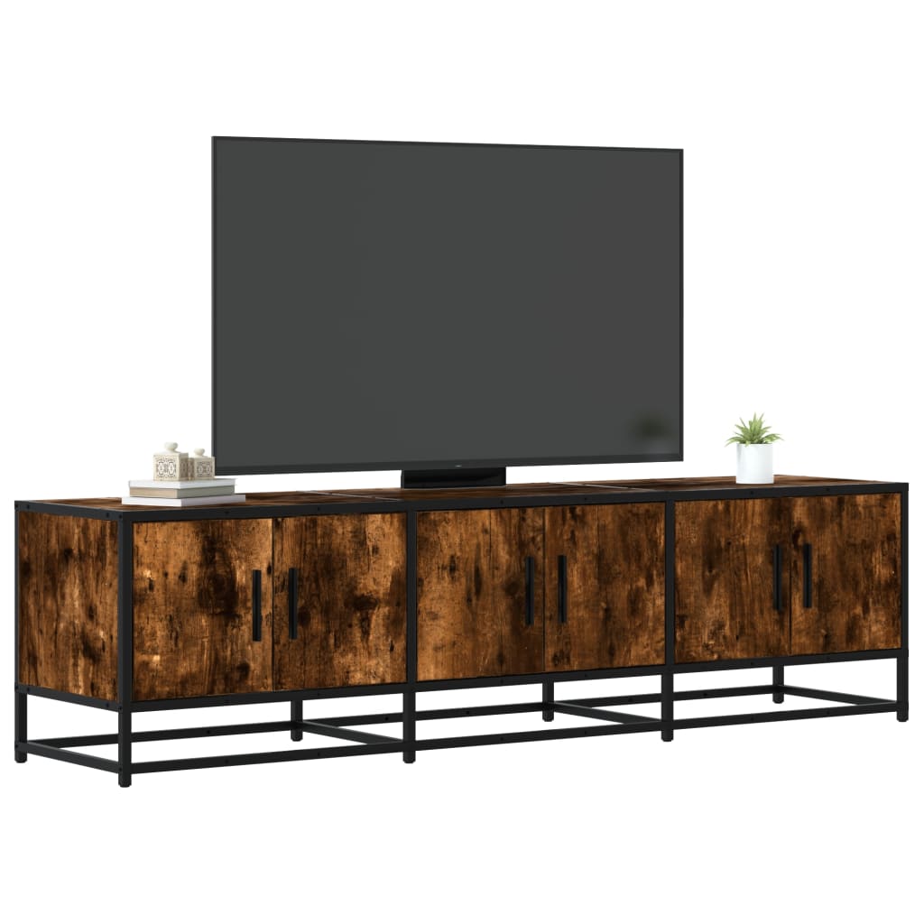 füstös tölgy színű szerelt fa és fém TV-szekrény 150x35x41 cm