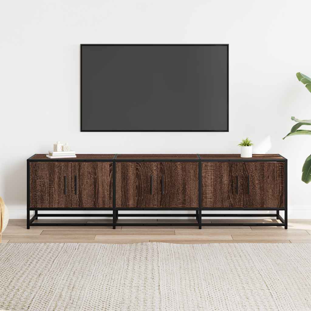 barna tölgy színű szerelt fa és fém TV-szekrény 150x35x41 cm