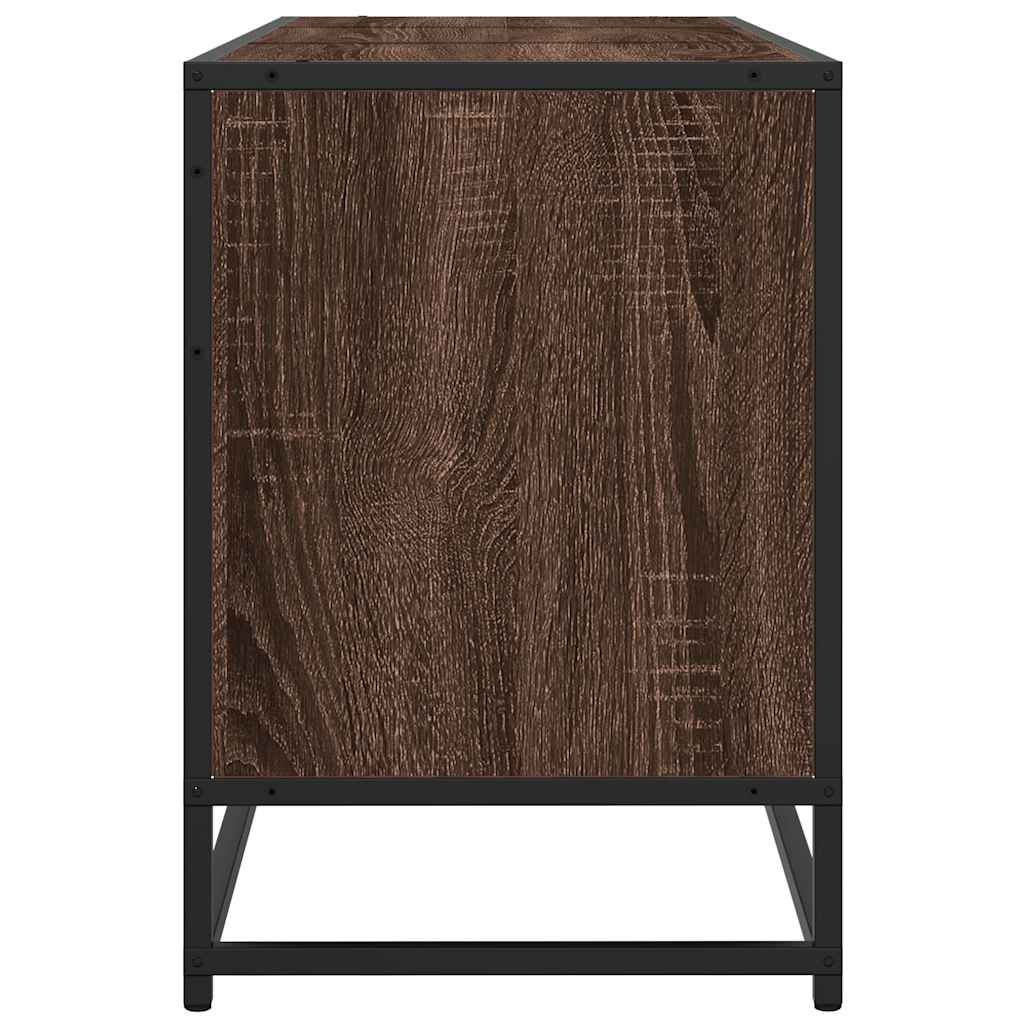 barna tölgy színű szerelt fa és fém TV-szekrény 150x35x41 cm