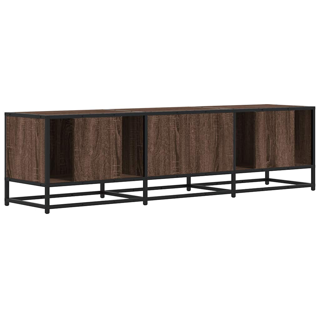 barna tölgy színű szerelt fa és fém TV-szekrény 150x35x41 cm