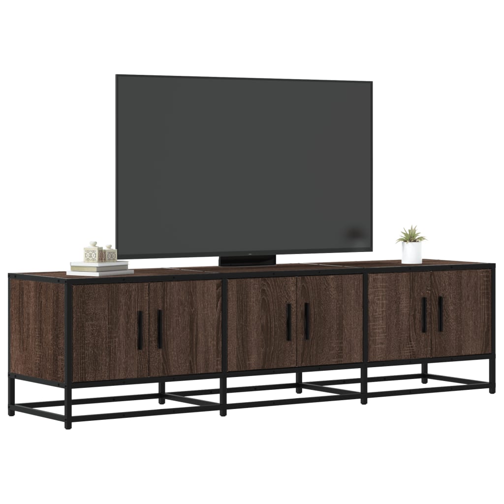 barna tölgy színű szerelt fa és fém TV-szekrény 150x35x41 cm