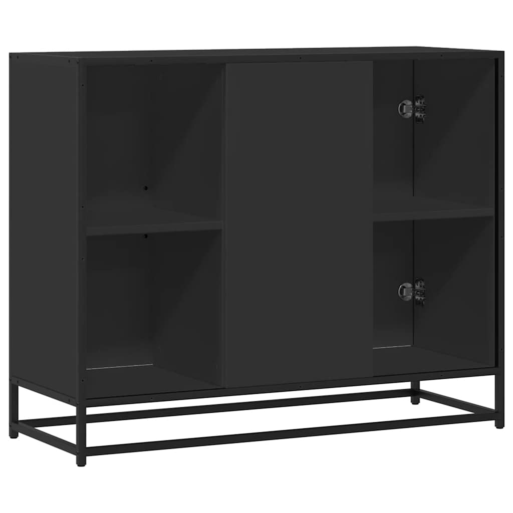 fekete szerelt fa tálalószekrény 92 x 35 x 76 cm