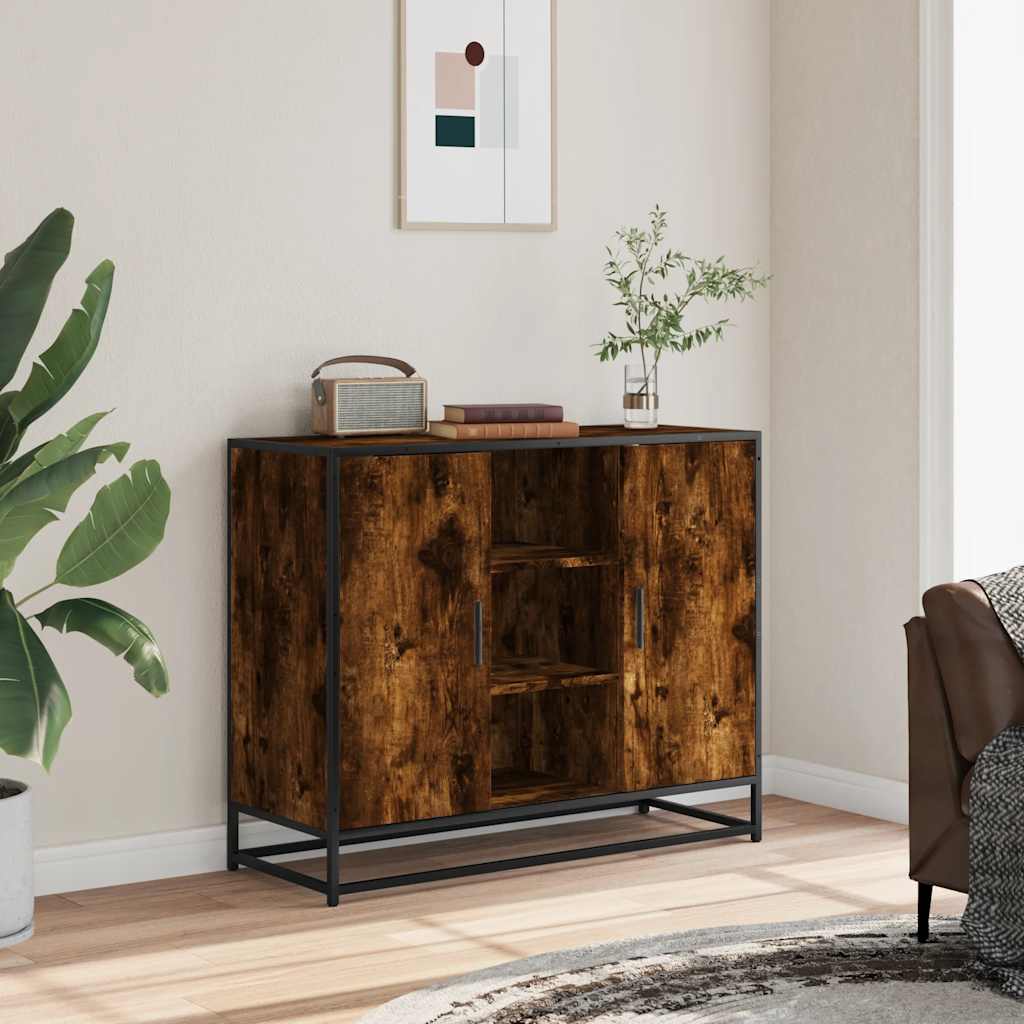 sonoma tölgy színű szerelt fa tálalószekrény 92 x 35 x 76 cm