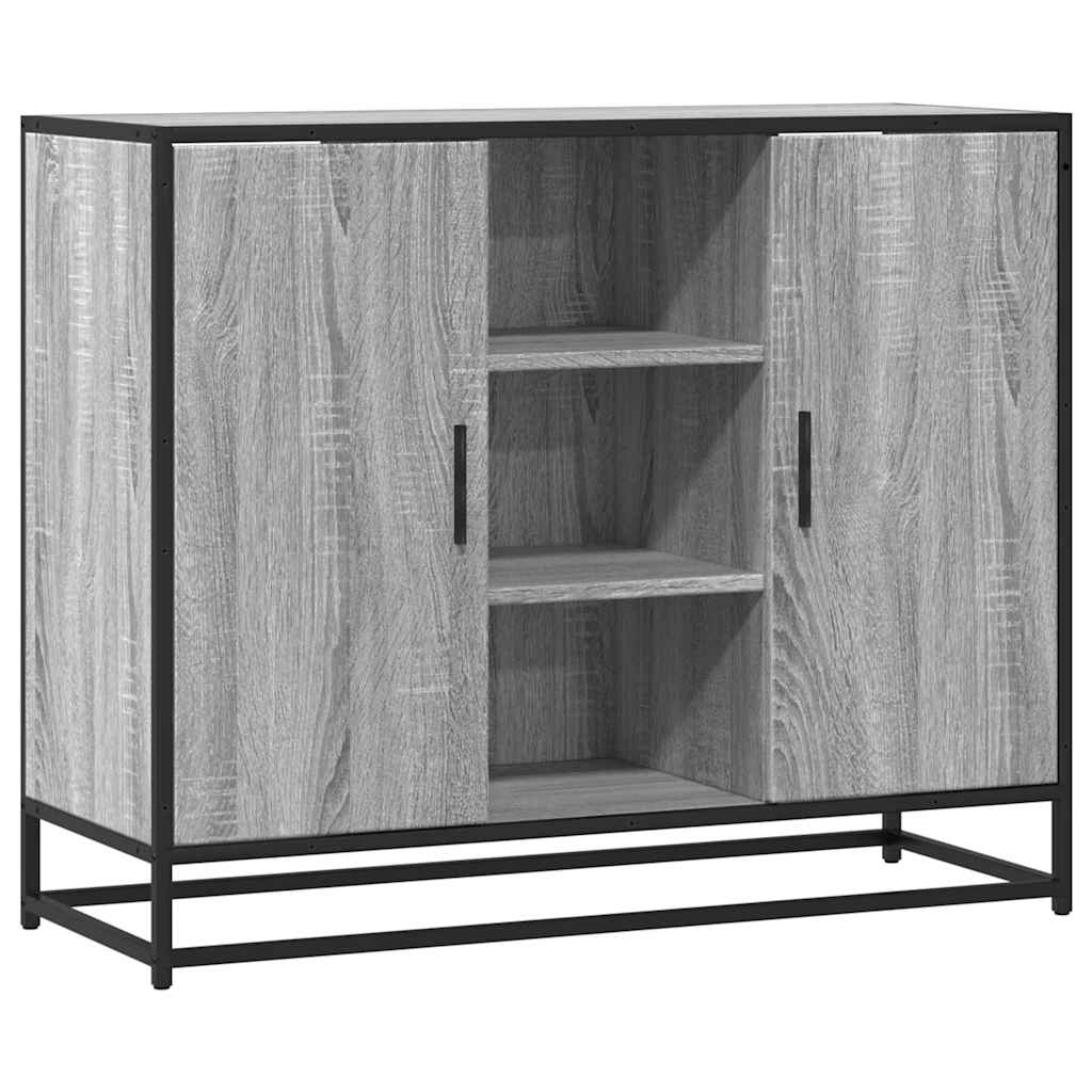 szürke sonoma színű szerelt fa tálalószekrény 92 x 35 x 76 cm