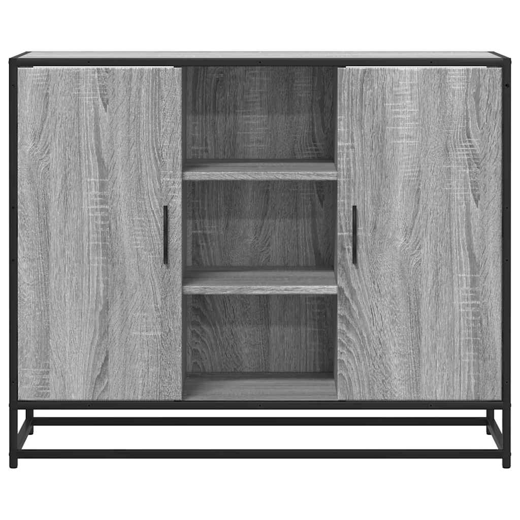 szürke sonoma színű szerelt fa tálalószekrény 92 x 35 x 76 cm