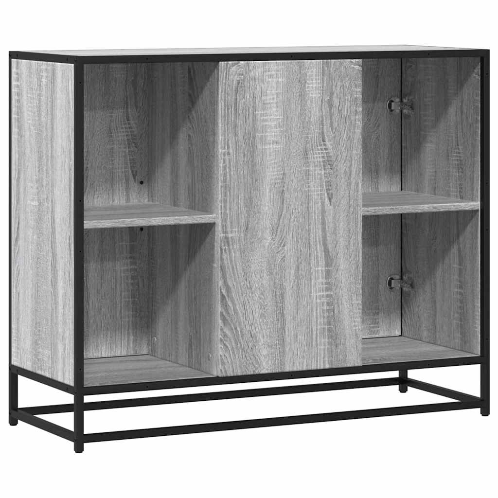 szürke sonoma színű szerelt fa tálalószekrény 92 x 35 x 76 cm