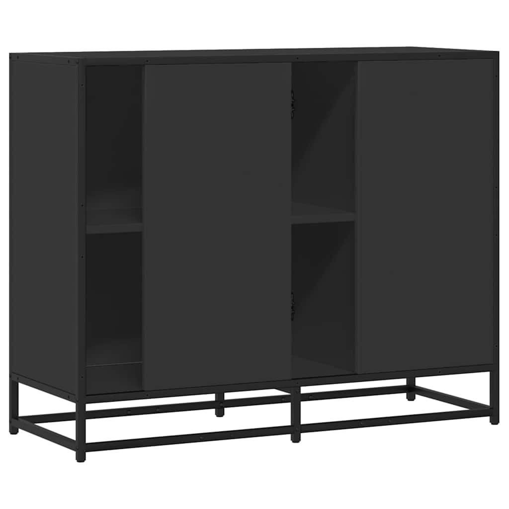 fekete szerelt fa tálalószekrény 92 x 35 x 76 cm