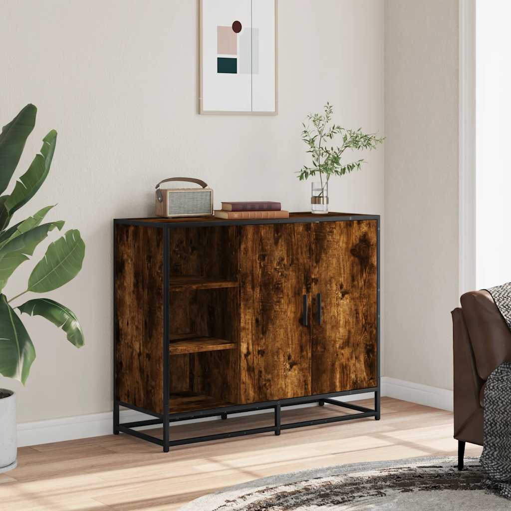 sonoma tölgy színű szerelt fa tálalószekrény 92 x 35 x 76 cm