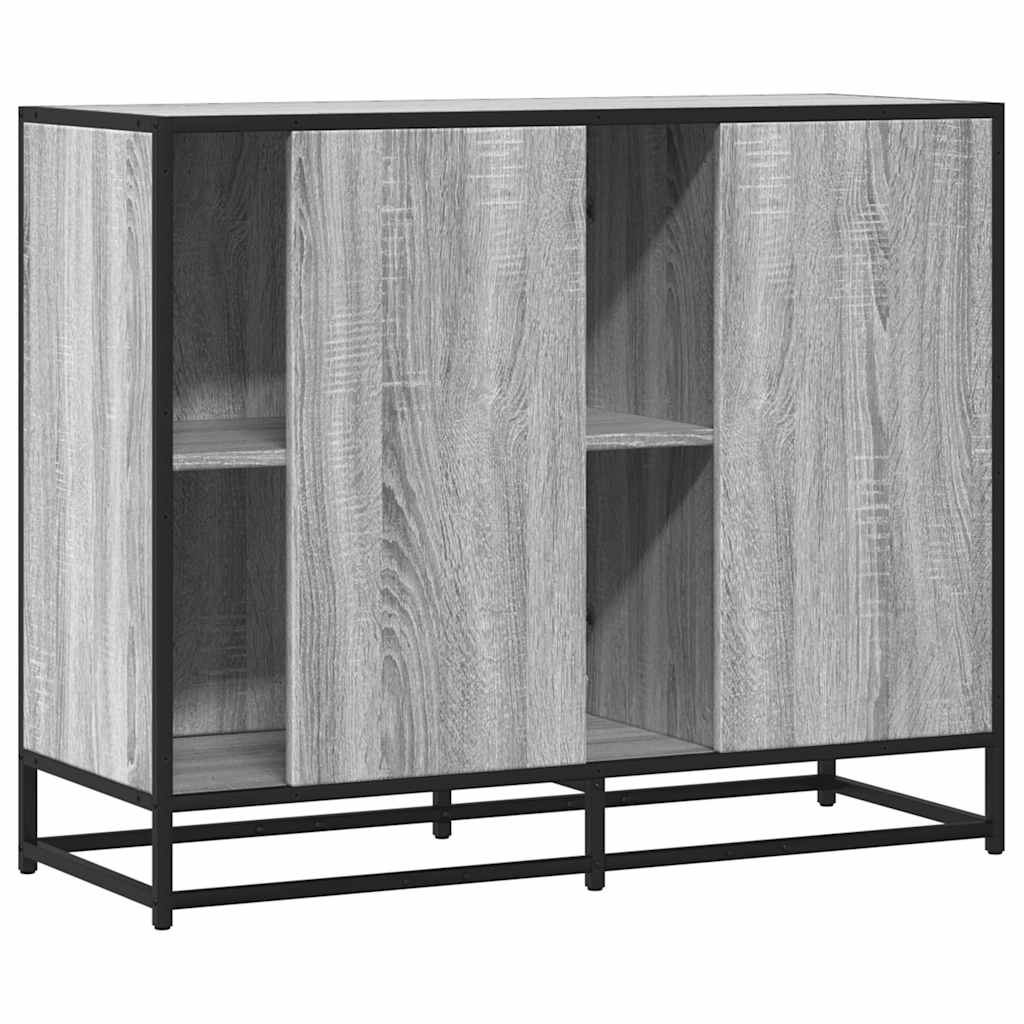 szürke sonoma színű szerelt fa tálalószekrény 92 x 35 x 76 cm