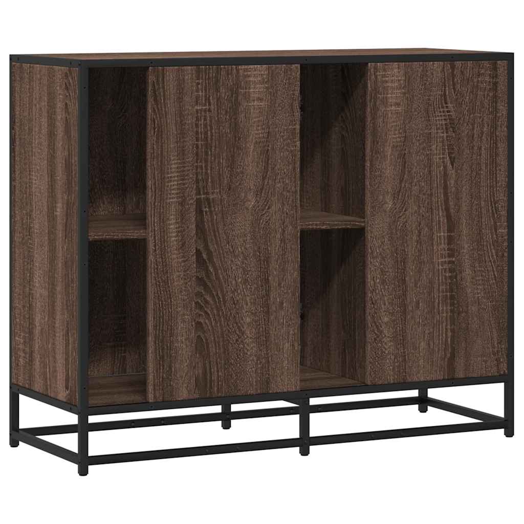 barna tölgy színű szerelt fa tálalószekrény 92 x 35 x 76 cm