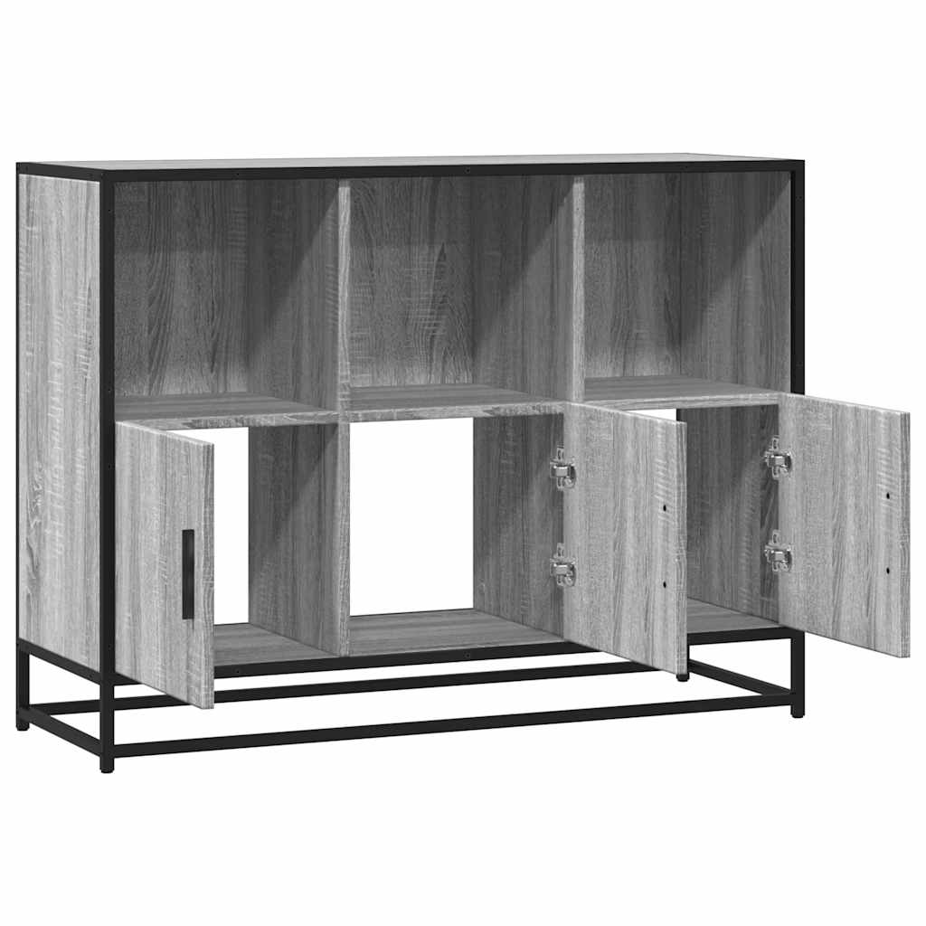 szürke sonoma színű szerelt fa tálalószekrény 100x35x76 cm