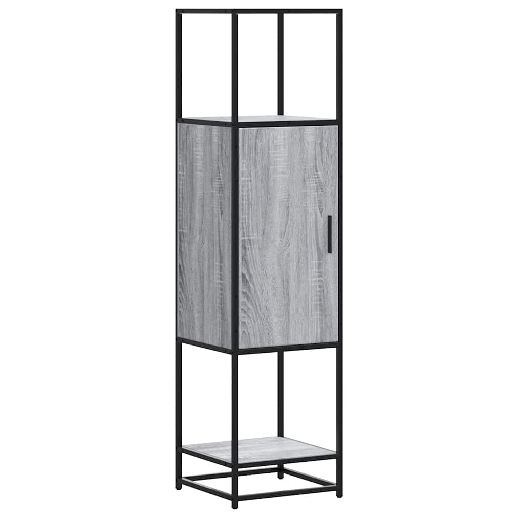 Highboard szürke sonoma 35,5x35x139 cm gépelt fa és fém