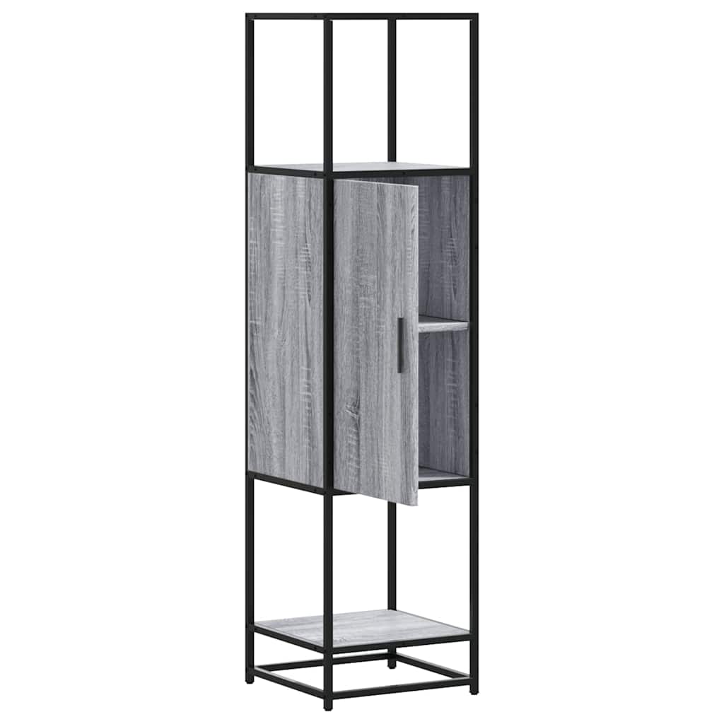Highboard szürke sonoma 35,5x35x139 cm gépelt fa és fém