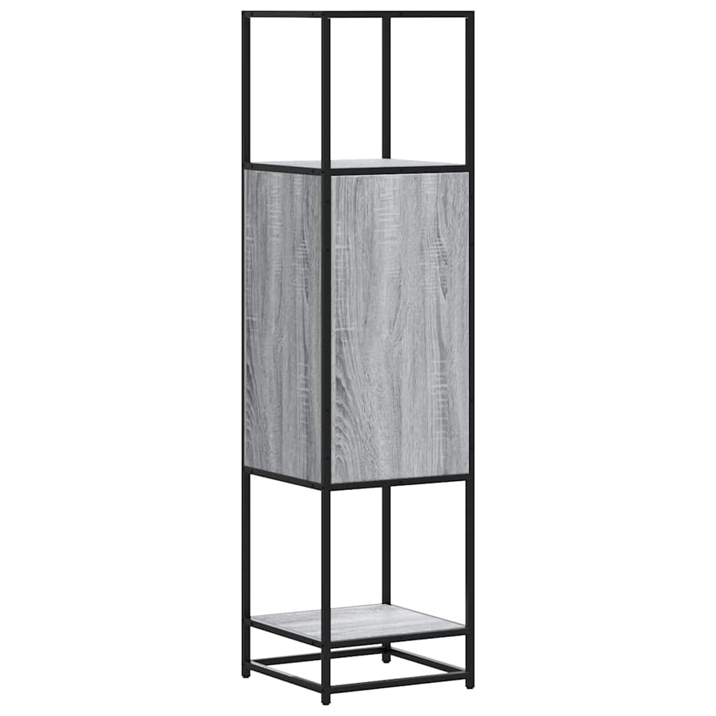 Highboard szürke sonoma 35,5x35x139 cm gépelt fa és fém