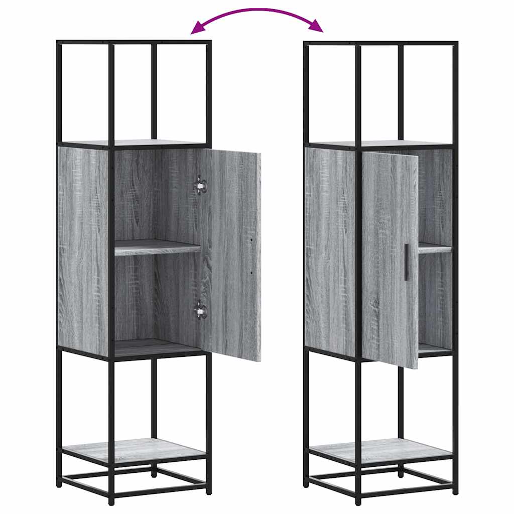 Highboard szürke sonoma 35,5x35x139 cm gépelt fa és fém