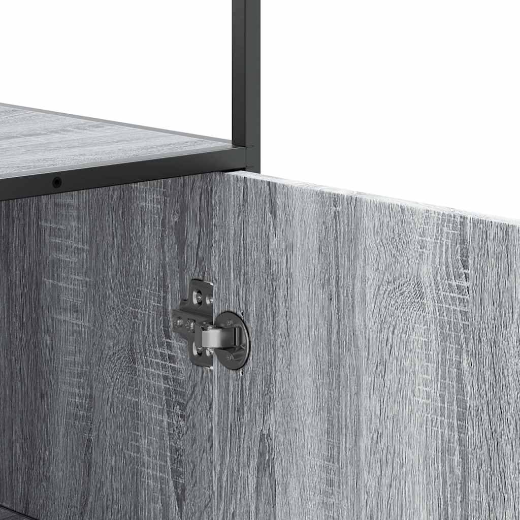Highboard szürke sonoma 35,5x35x139 cm gépelt fa és fém