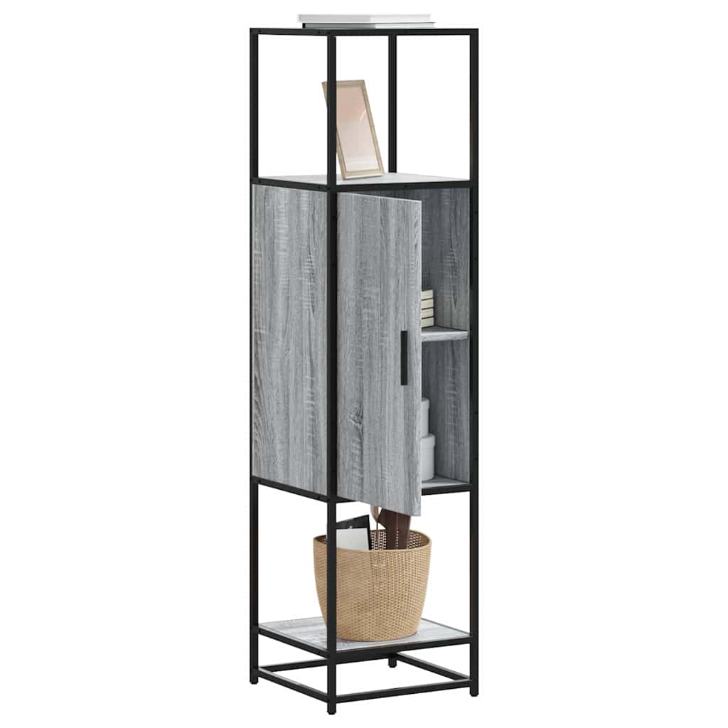 Highboard szürke sonoma 35,5x35x139 cm gépelt fa és fém
