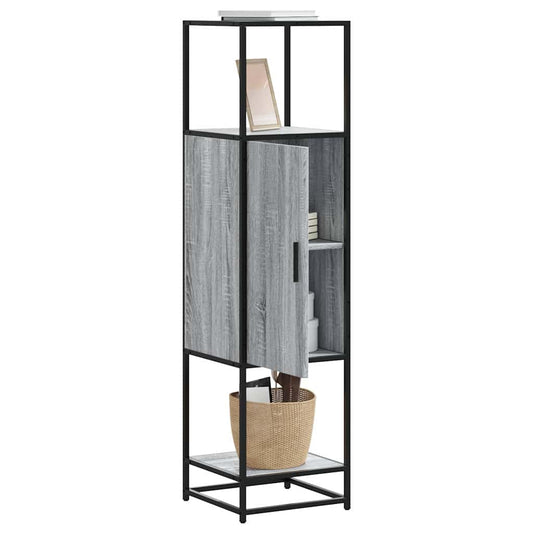 Highboard szürke sonoma 35,5x35x139 cm gépelt fa és fém