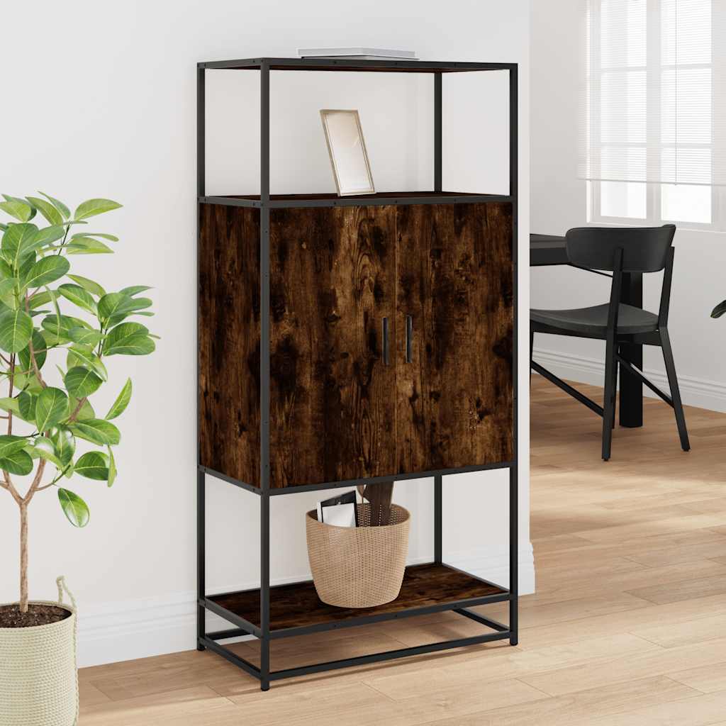 Highboard sonoma tölgy 68x35x139 cm gépelt fa és fém