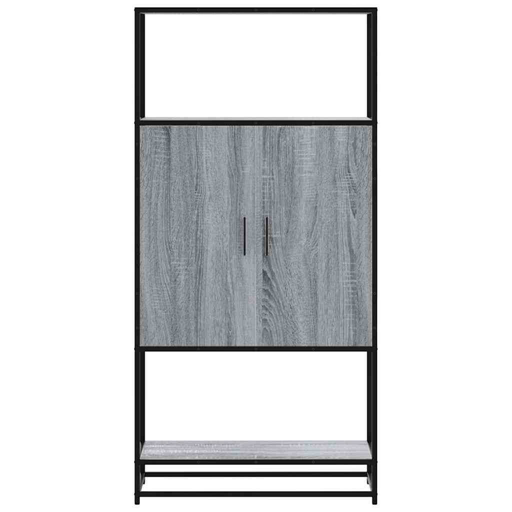 Highboard szürke sonoma 68x35x139 cm gépelt fa és fém