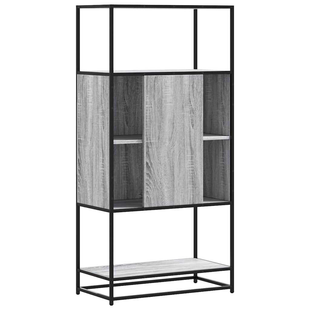 Highboard szürke sonoma 68x35x139 cm gépelt fa és fém