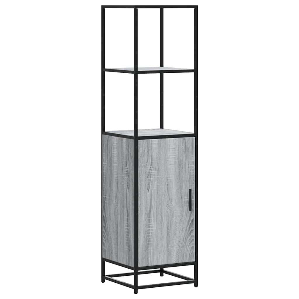 Highboard szürke sonoma 35,5x35x139 cm gépelt fa és fém