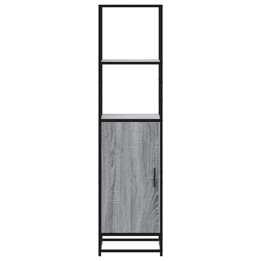 Highboard szürke sonoma 35,5x35x139 cm gépelt fa és fém