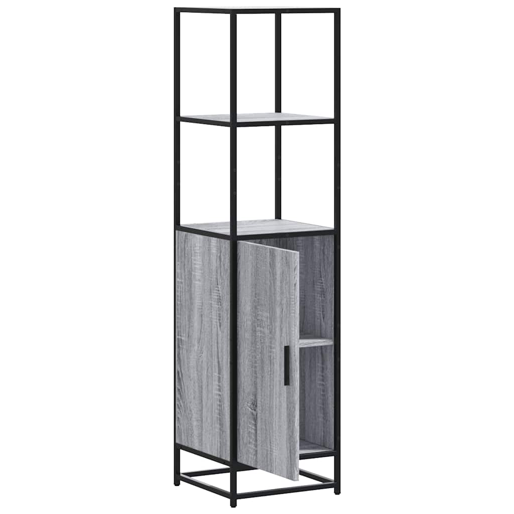Highboard szürke sonoma 35,5x35x139 cm gépelt fa és fém